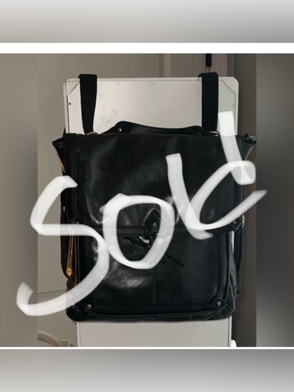 THE SAK black leather backpack convertible purse crossbody Handbag womens bags